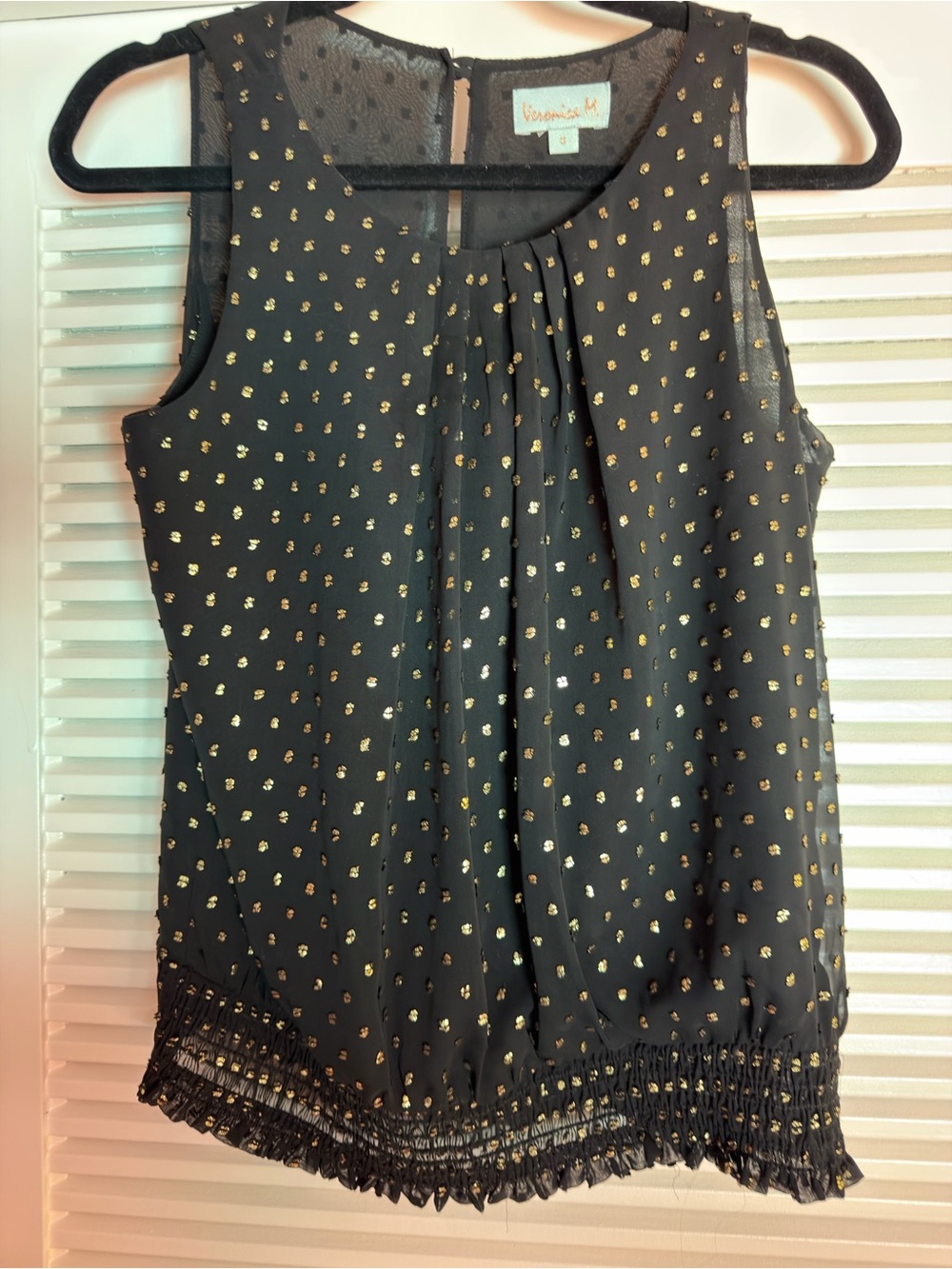 Veronica M Black Sleeveless Camisole with Gold Dot Accents